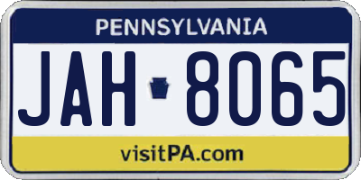 PA license plate JAH8065