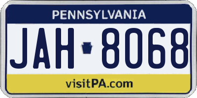 PA license plate JAH8068