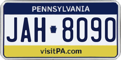 PA license plate JAH8090