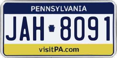 PA license plate JAH8091