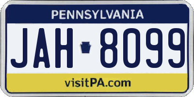 PA license plate JAH8099