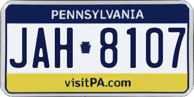 PA license plate JAH8107