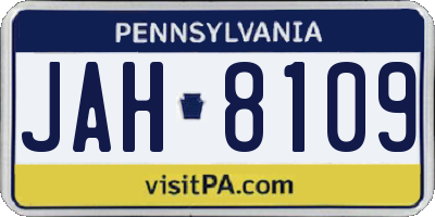 PA license plate JAH8109