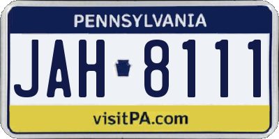 PA license plate JAH8111