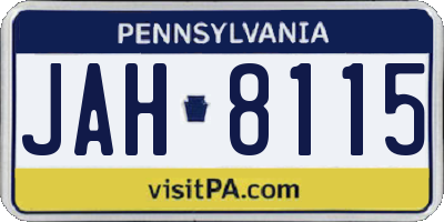 PA license plate JAH8115