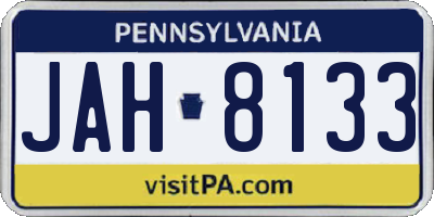 PA license plate JAH8133