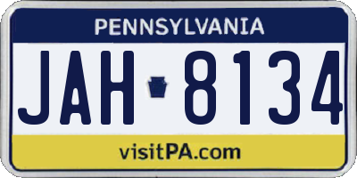 PA license plate JAH8134