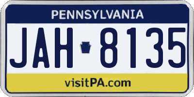 PA license plate JAH8135