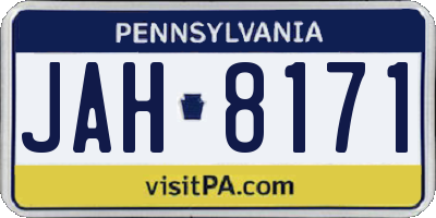 PA license plate JAH8171