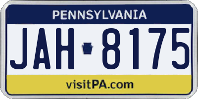 PA license plate JAH8175