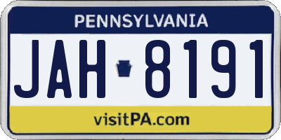 PA license plate JAH8191