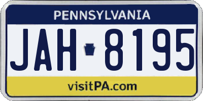 PA license plate JAH8195