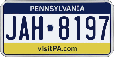 PA license plate JAH8197