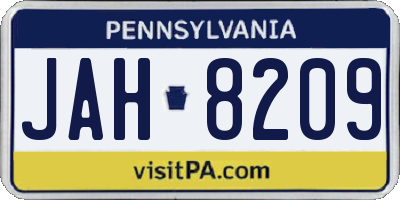 PA license plate JAH8209