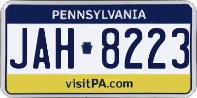 PA license plate JAH8223