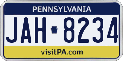 PA license plate JAH8234