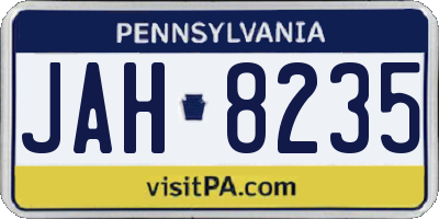 PA license plate JAH8235