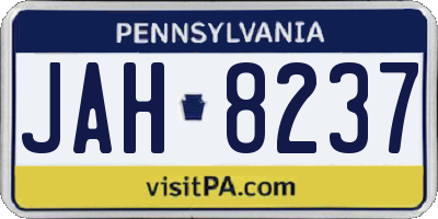 PA license plate JAH8237