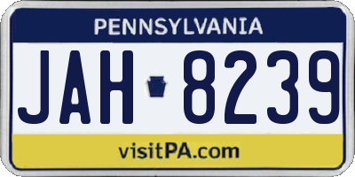 PA license plate JAH8239