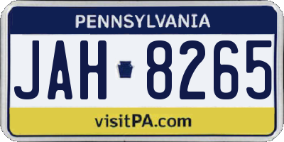 PA license plate JAH8265