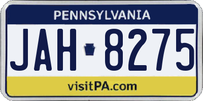PA license plate JAH8275