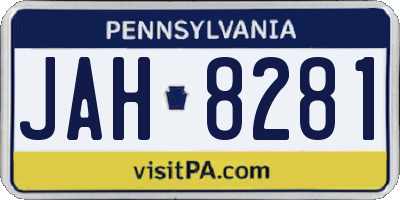PA license plate JAH8281