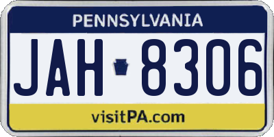 PA license plate JAH8306