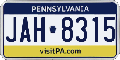PA license plate JAH8315