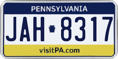 PA license plate JAH8317
