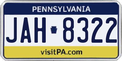PA license plate JAH8322