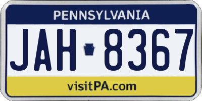 PA license plate JAH8367