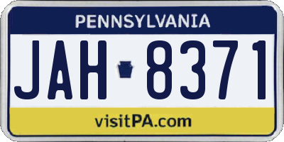 PA license plate JAH8371