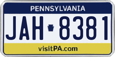 PA license plate JAH8381