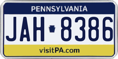 PA license plate JAH8386