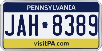 PA license plate JAH8389