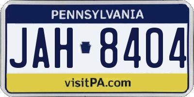 PA license plate JAH8404