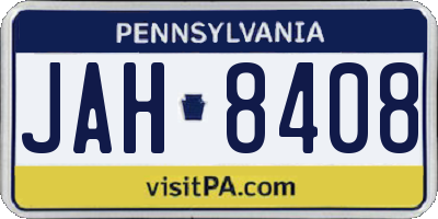 PA license plate JAH8408