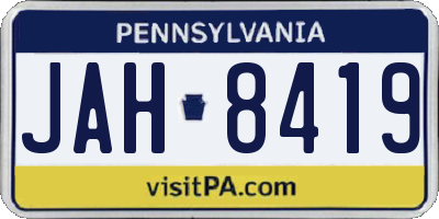 PA license plate JAH8419