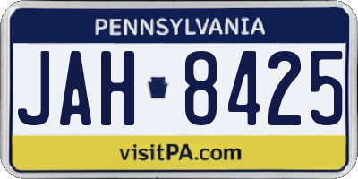 PA license plate JAH8425