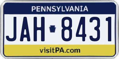 PA license plate JAH8431