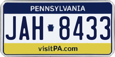 PA license plate JAH8433