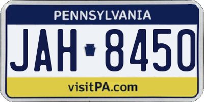 PA license plate JAH8450