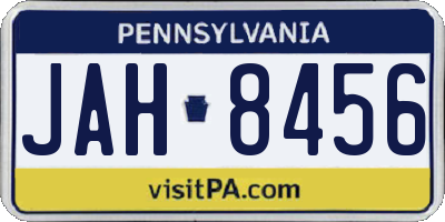 PA license plate JAH8456