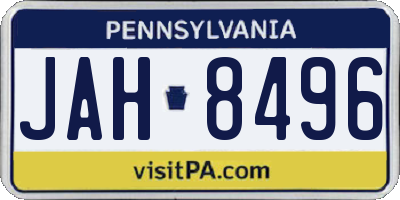PA license plate JAH8496