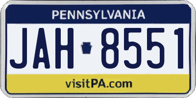 PA license plate JAH8551