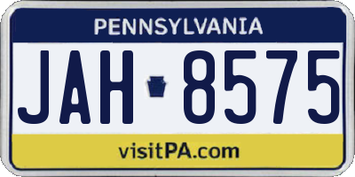 PA license plate JAH8575