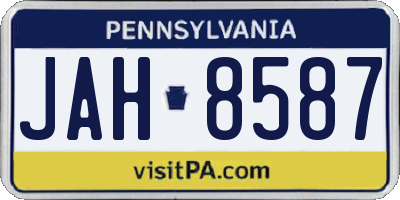 PA license plate JAH8587