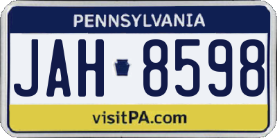 PA license plate JAH8598