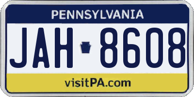 PA license plate JAH8608