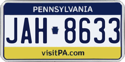 PA license plate JAH8633